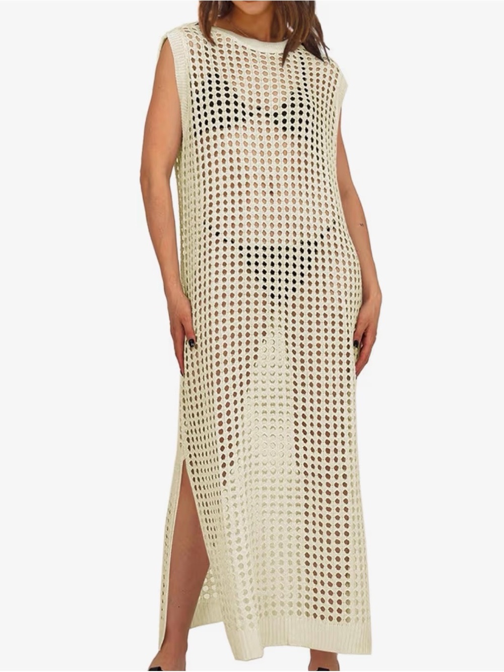 Shade & Shore Crochet Maxi Cover-Up in Cream